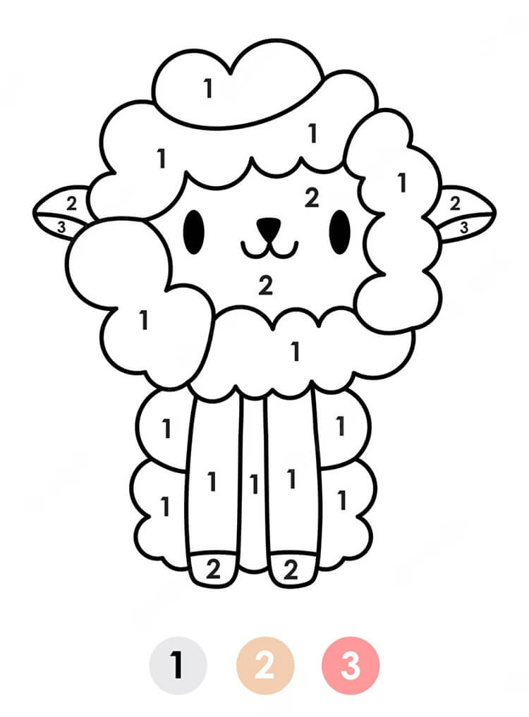 Cute Sheep Color by Number
