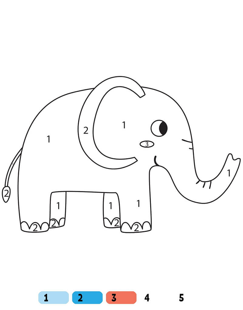 Easy Elephant Coloring by Number