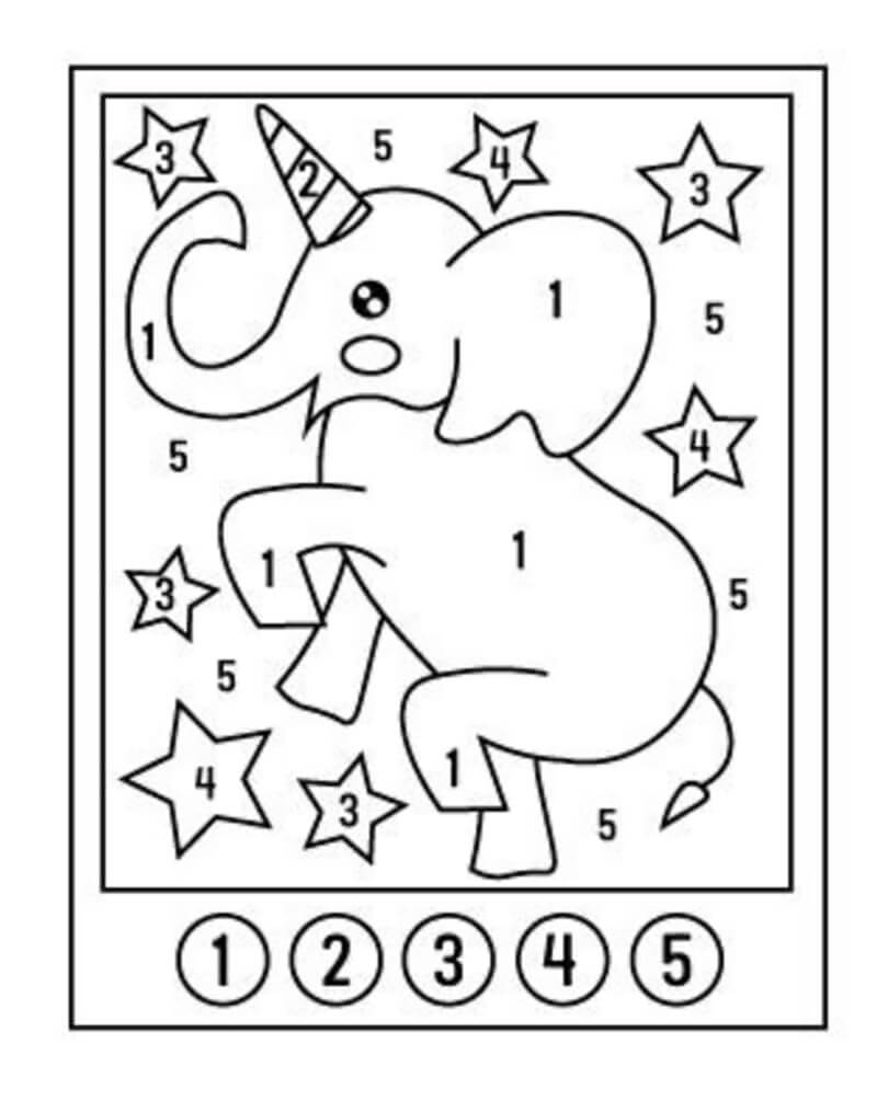 Elephant Unicorn Color by Number