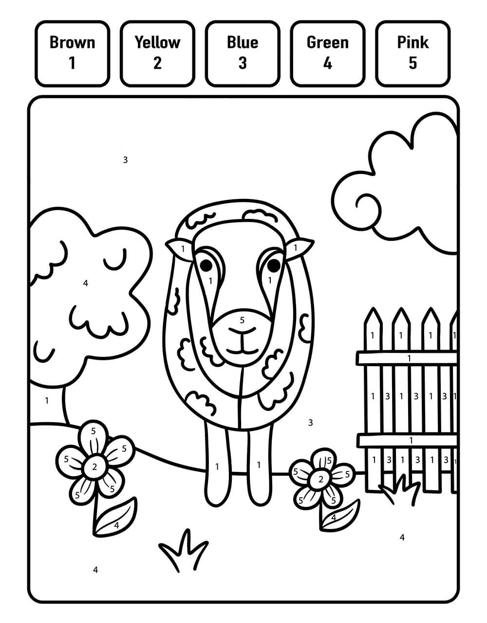 Free Sheep Color by Number