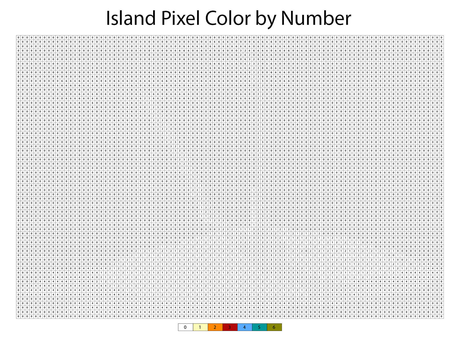 Island Pixel Color by Number