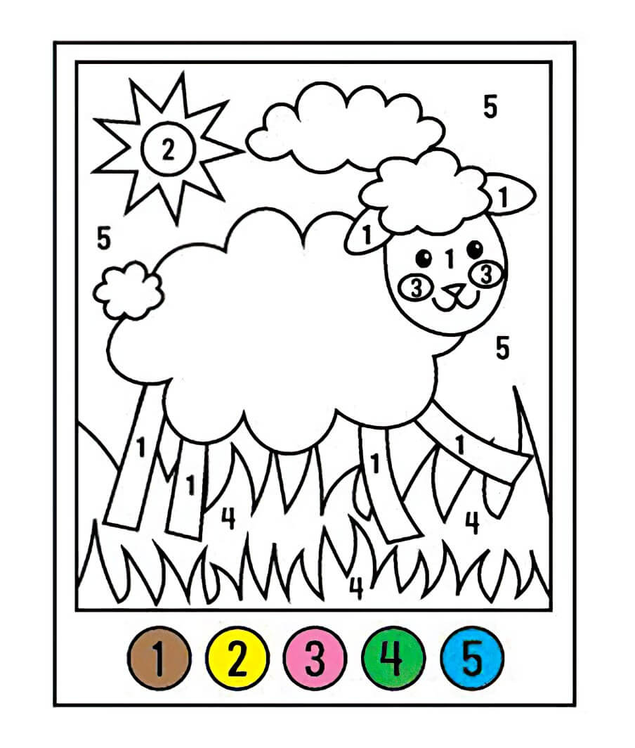Kawaii Sheep Color by Number