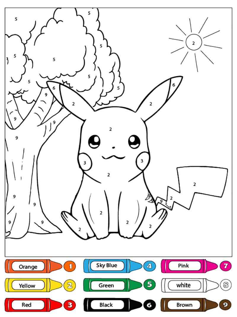 Pikachu Coloring by Numbers