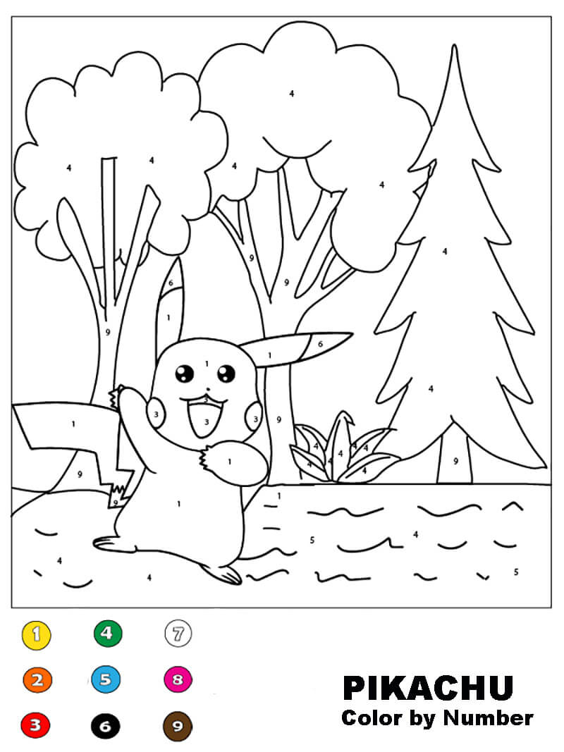 Pikachu in the Forest Color by Number