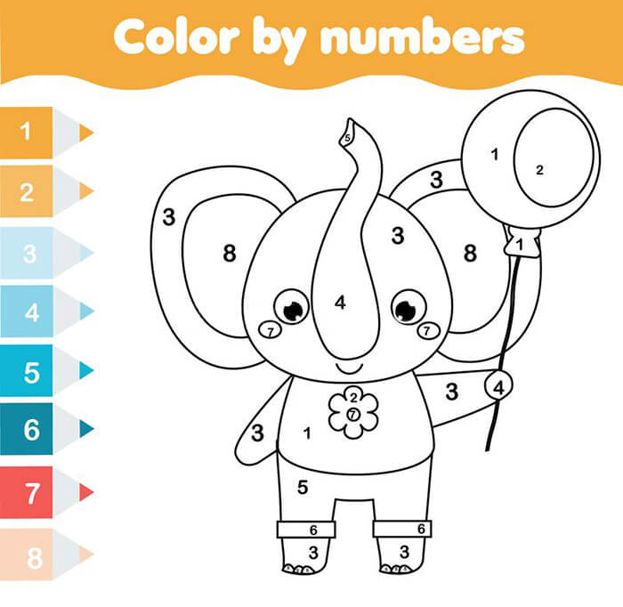 Elephant Color By Number