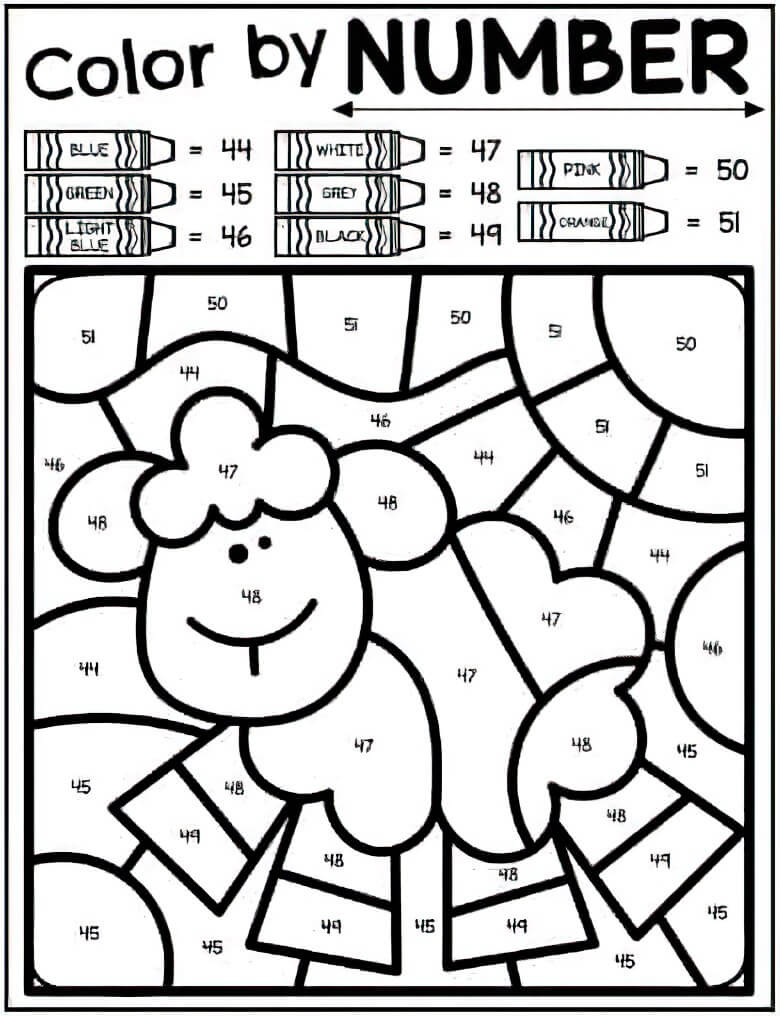 Printable Sheep Color by Number
