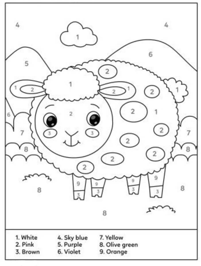 Sheep Color by Number - Printable Sheet