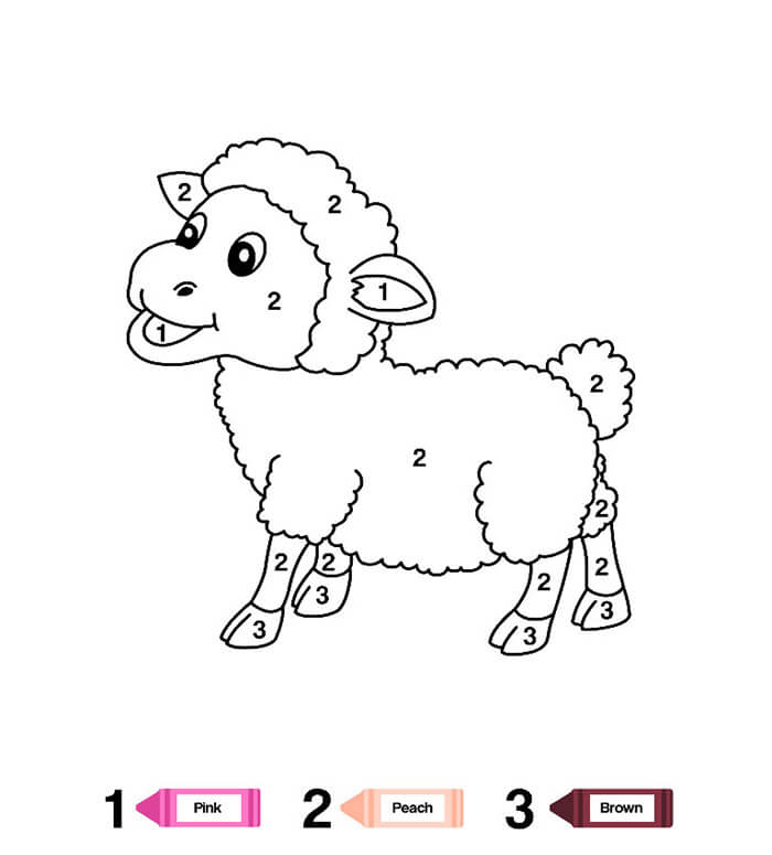 Sheep Color by Number for Toddler