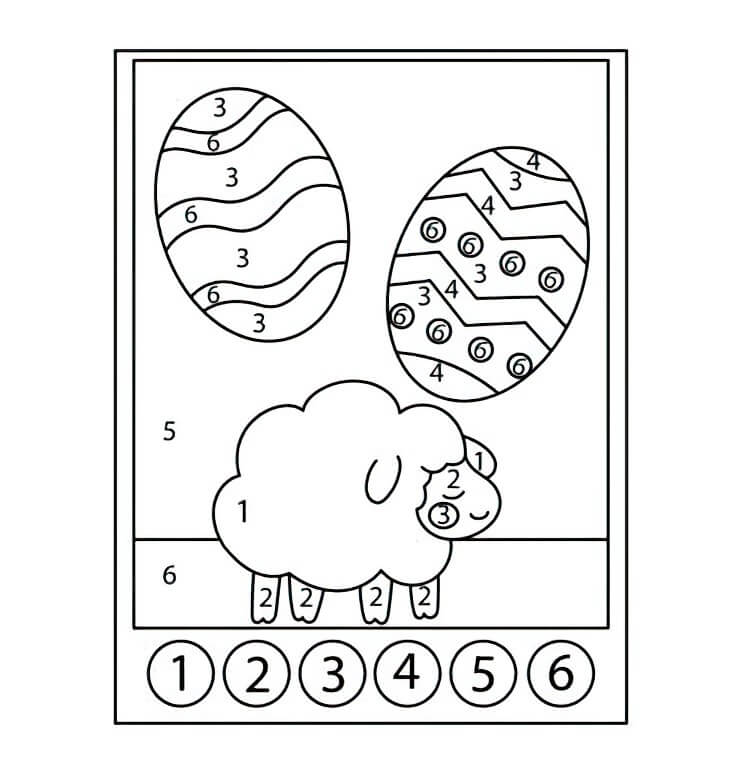 Sheep and Easter Eggs Color by Number