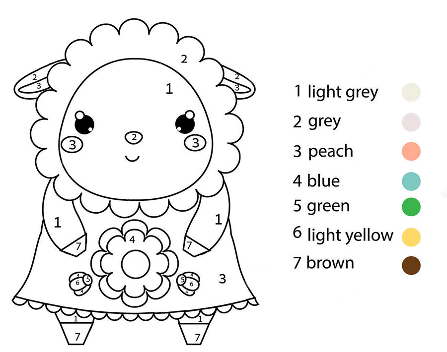 Simple Cute Sheep Coloring by Number Color By Number