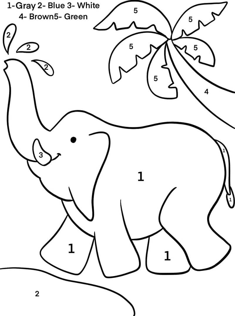 Simple Elephant Coloring by Numbers