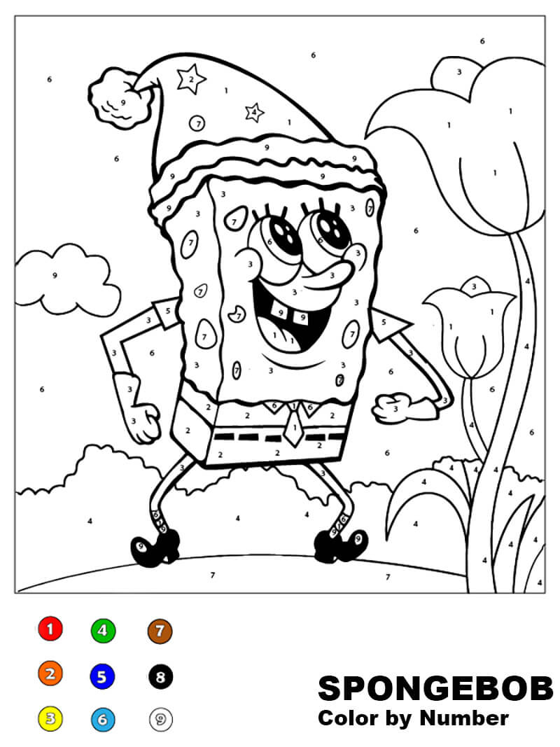 SpongeBob on Christmas Color by Number