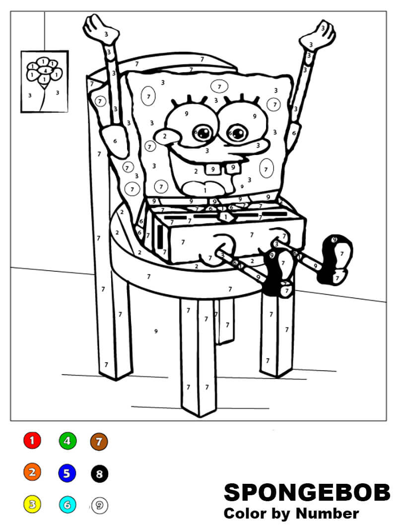 SpongeBob on a Chair Color by Numbers
