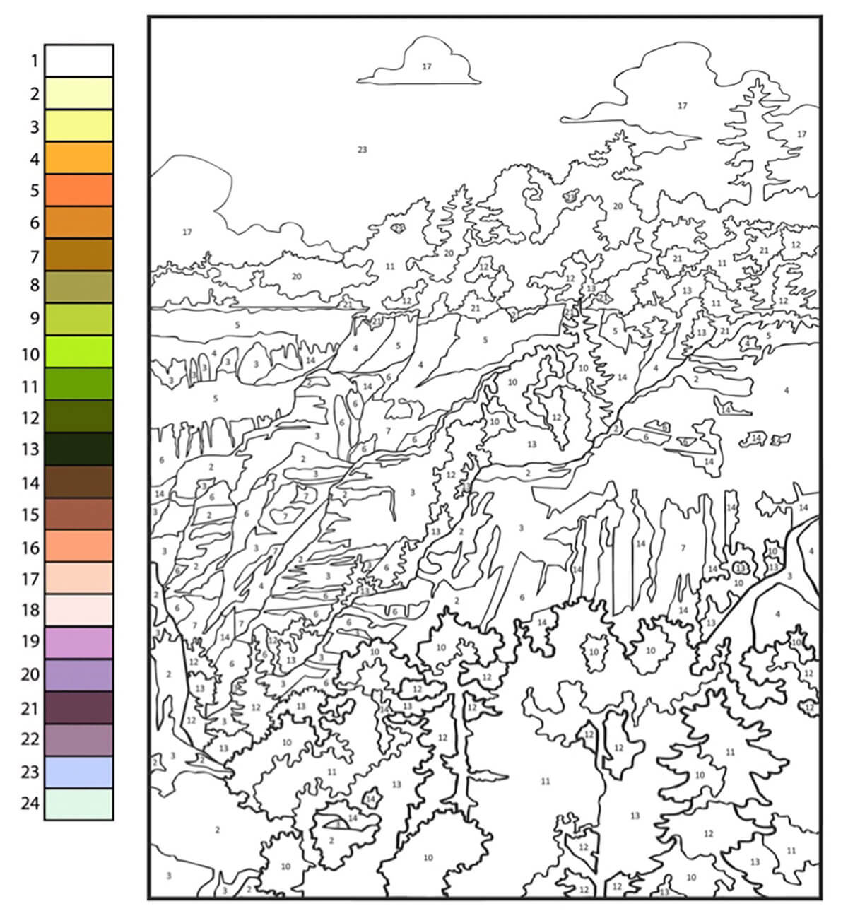 Beautiful Lanscape Coloring by Number