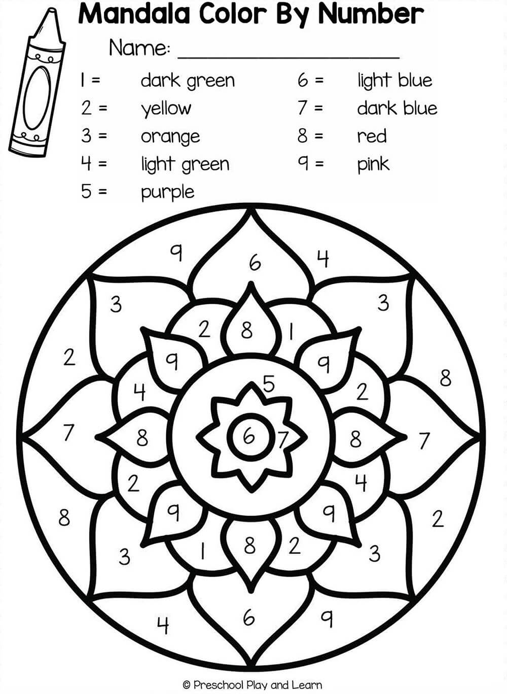 Mandala Color by Number - sheet 10