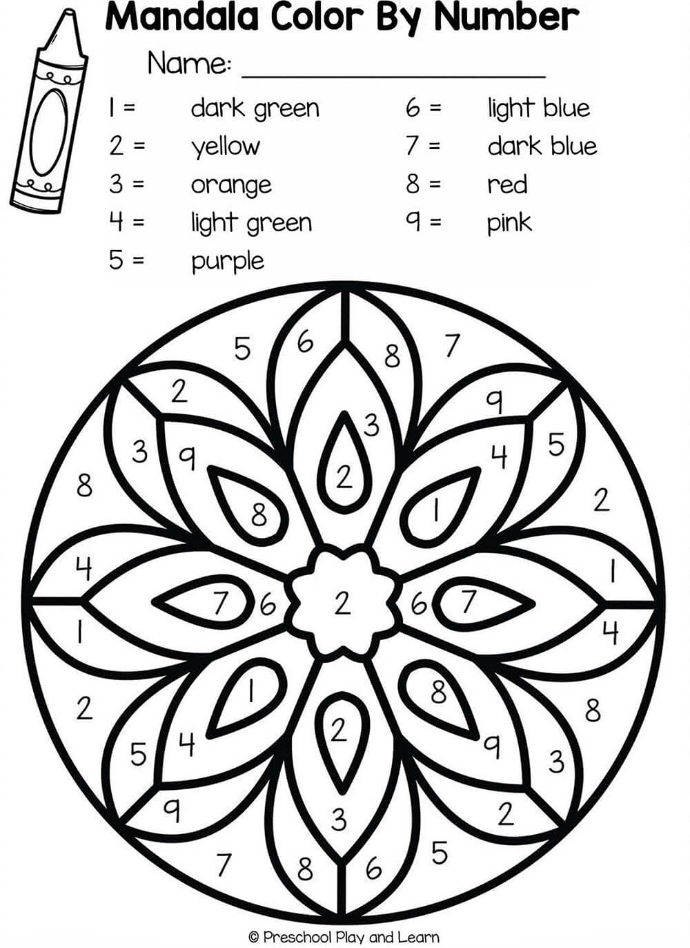Mandala Color by Number - sheet 11