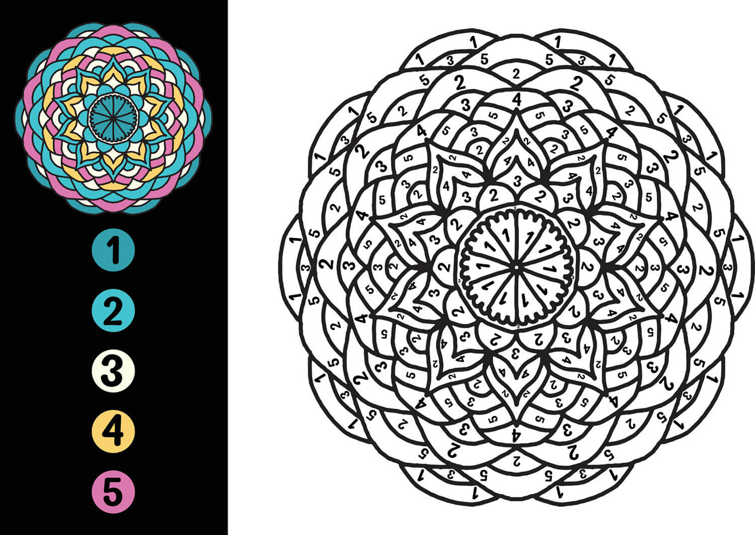 Mandala Color by Number - sheet 19