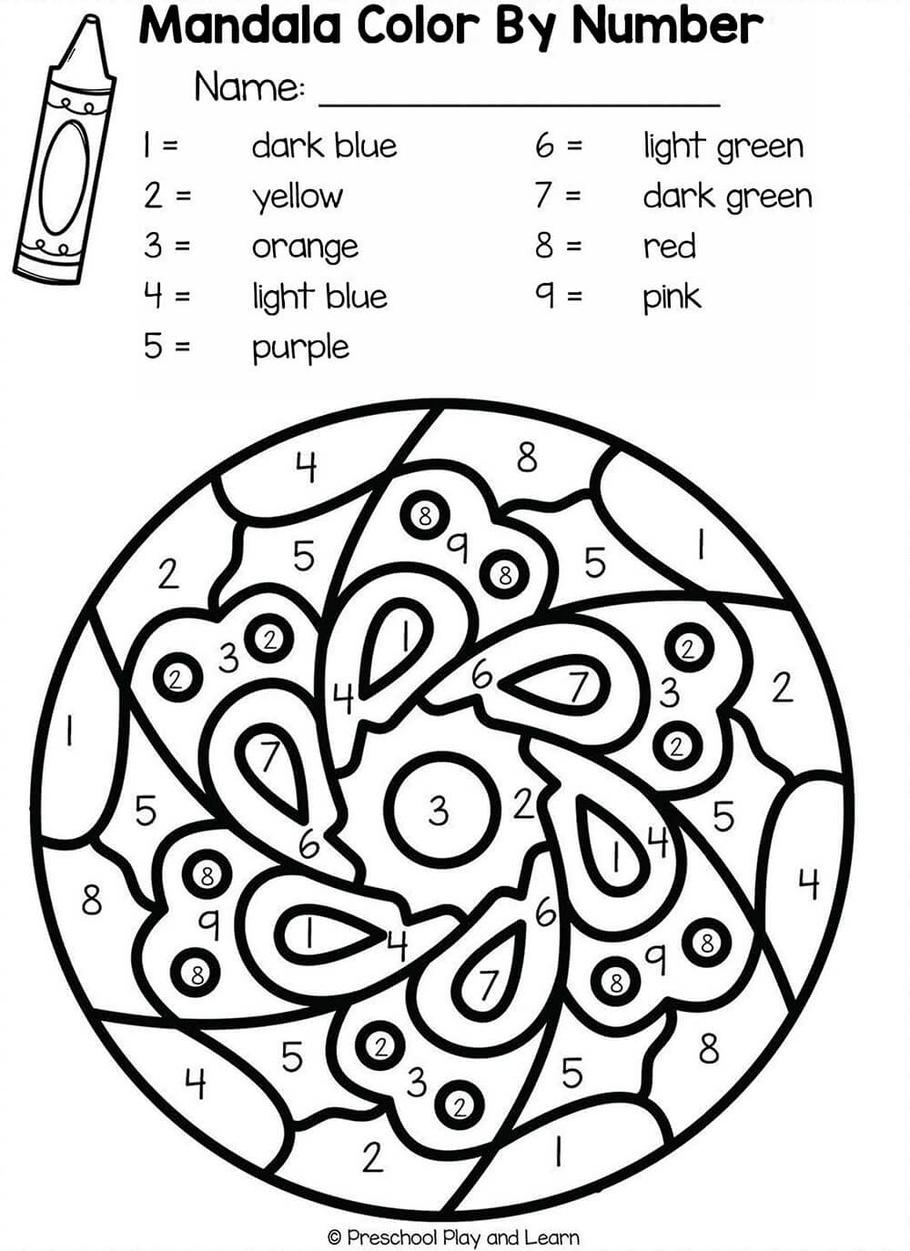 Mandala Color by Number - sheet 7