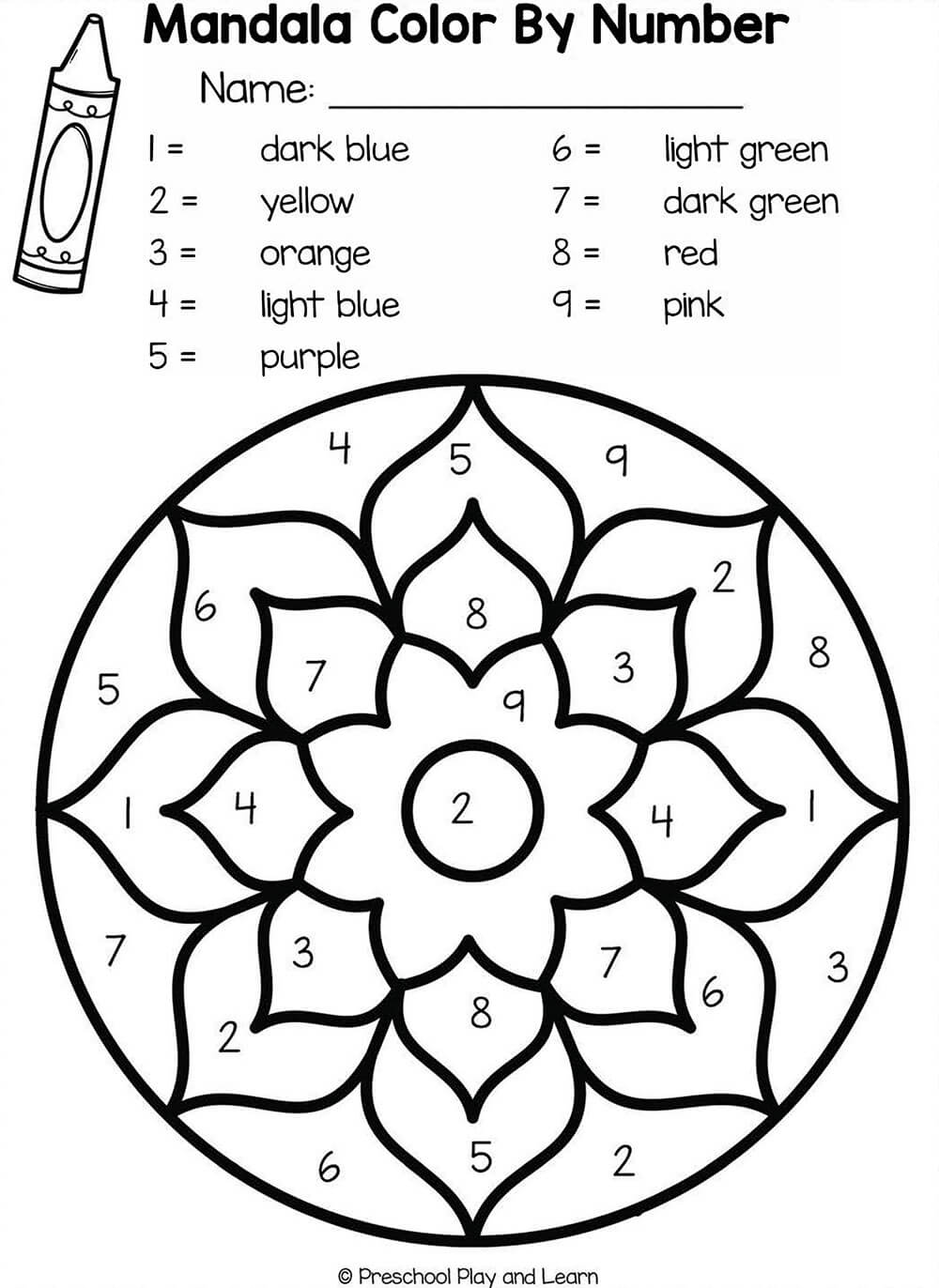 Mandala Color by Number - sheet 8