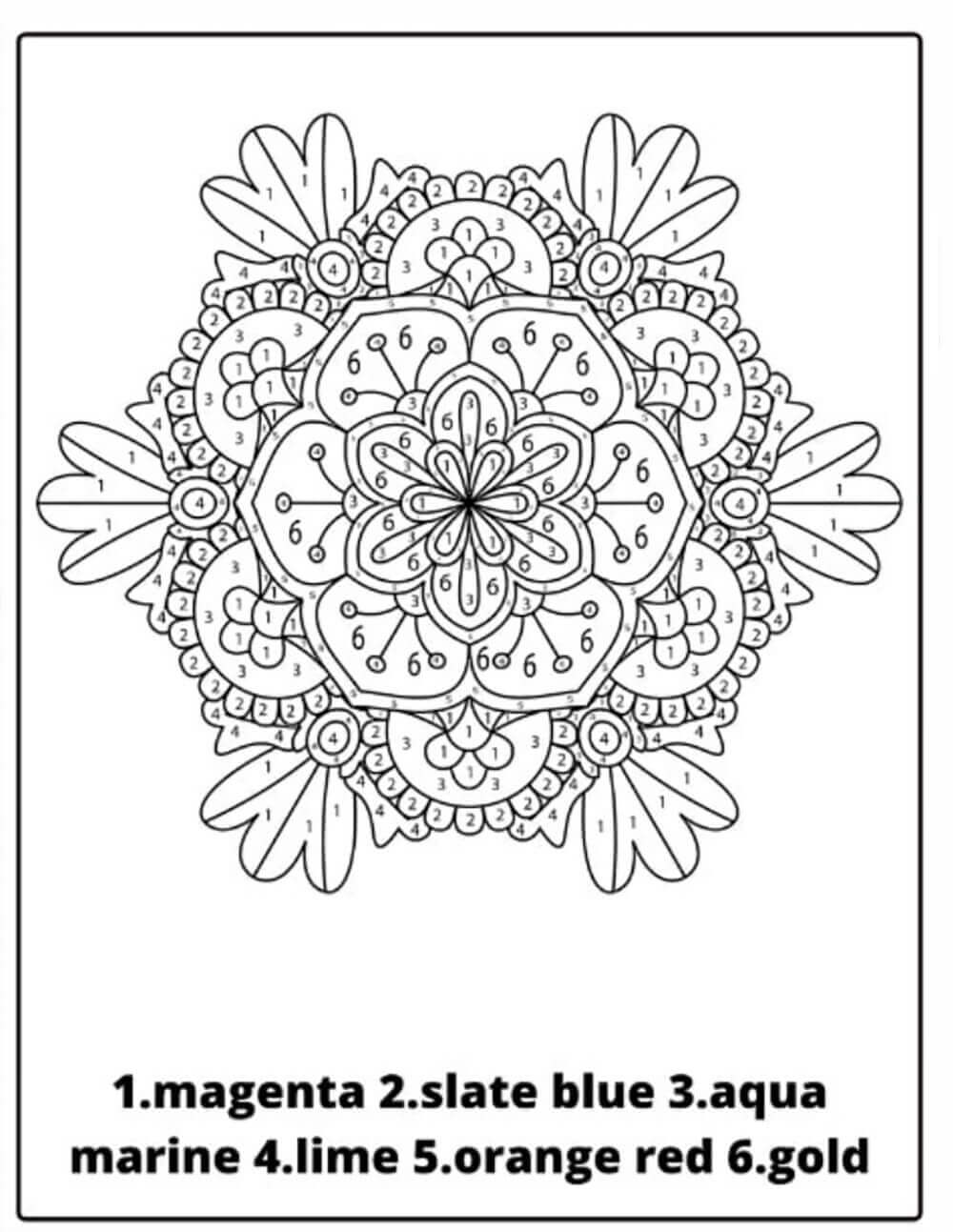 Mandala Coloring by Number - sheet 4