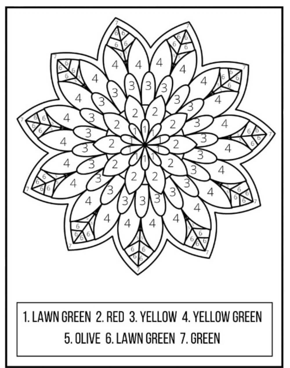 Mandala Coloring by Number - sheet 5