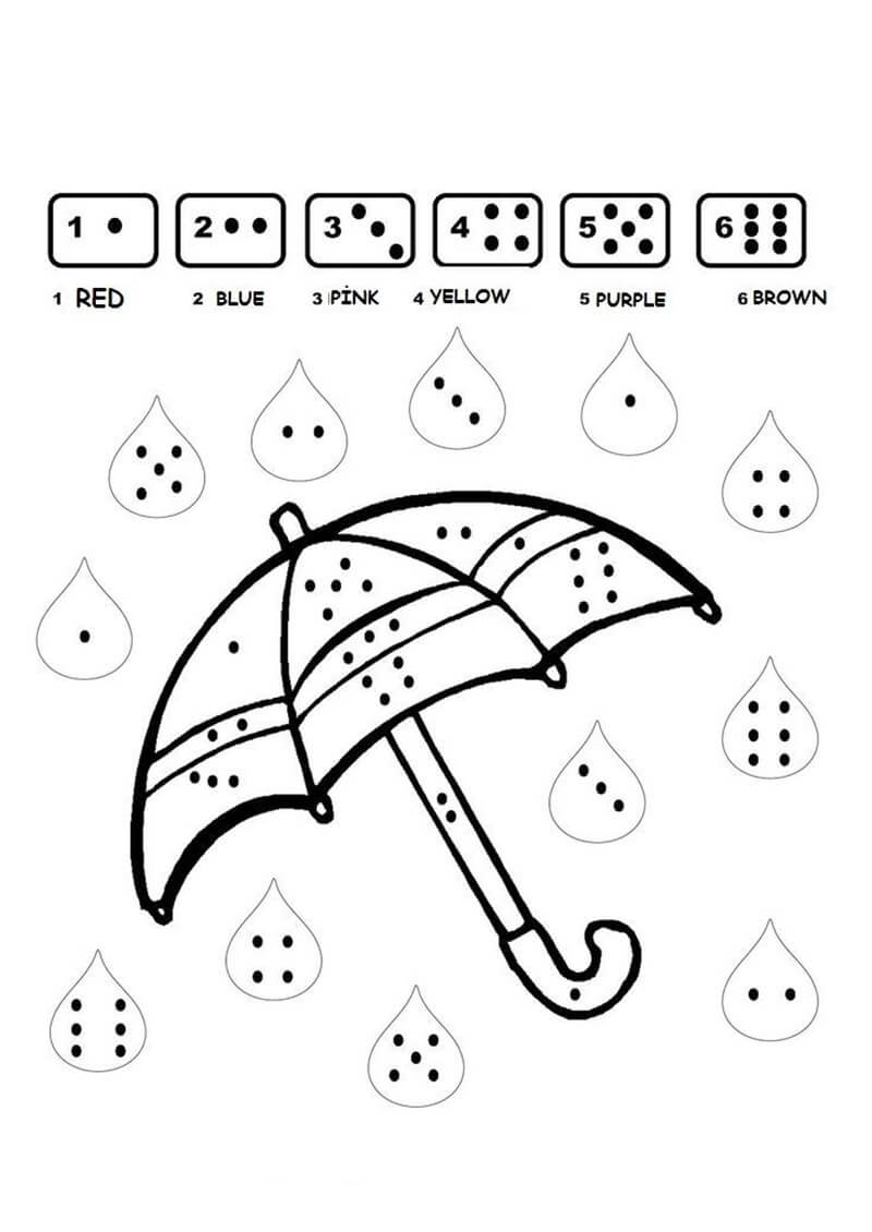 Umbrella Color by Number of Dice Color By Number