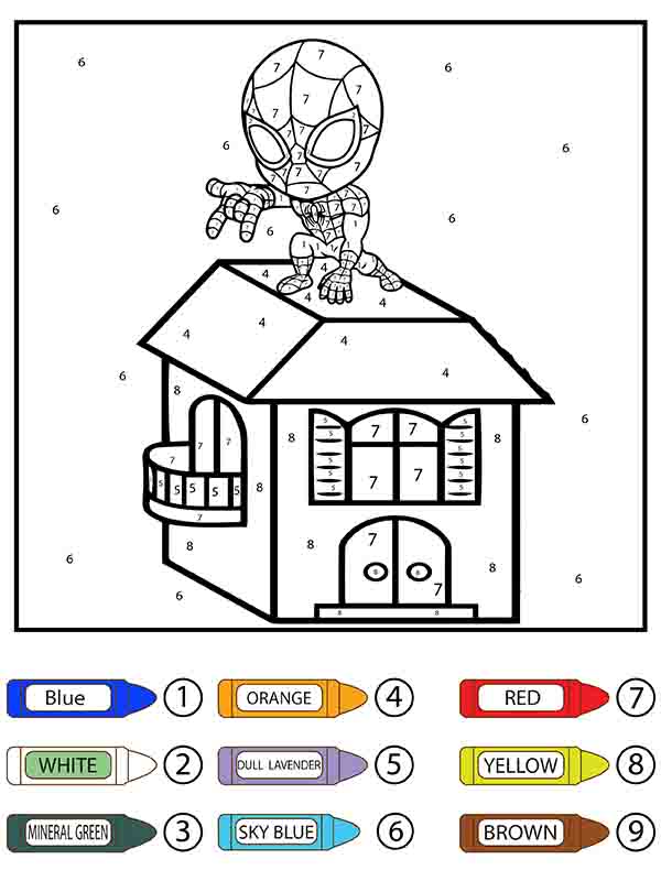 Chibi Spiderman Color By Number Color By Number