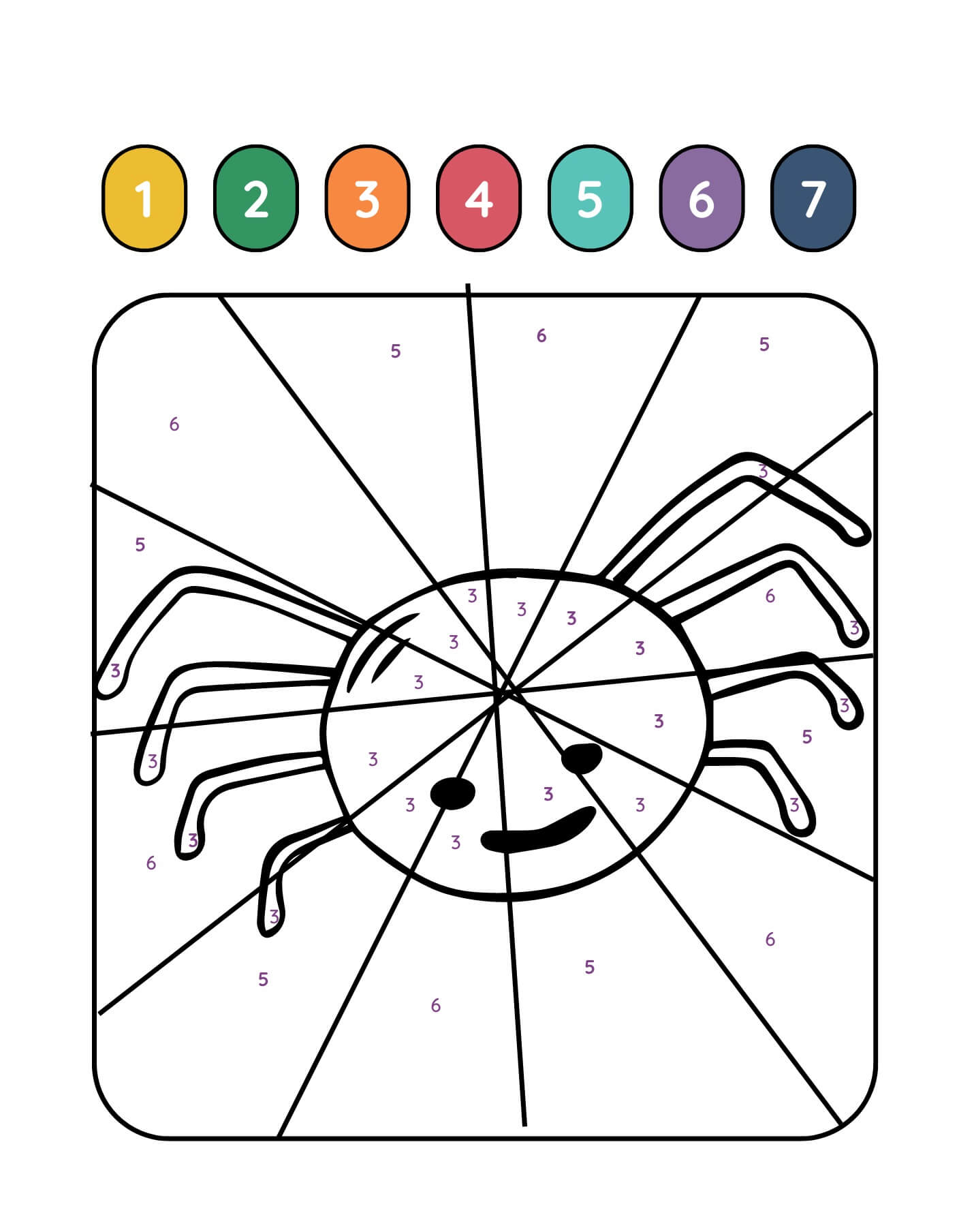 Halloween Spider Color By Number
