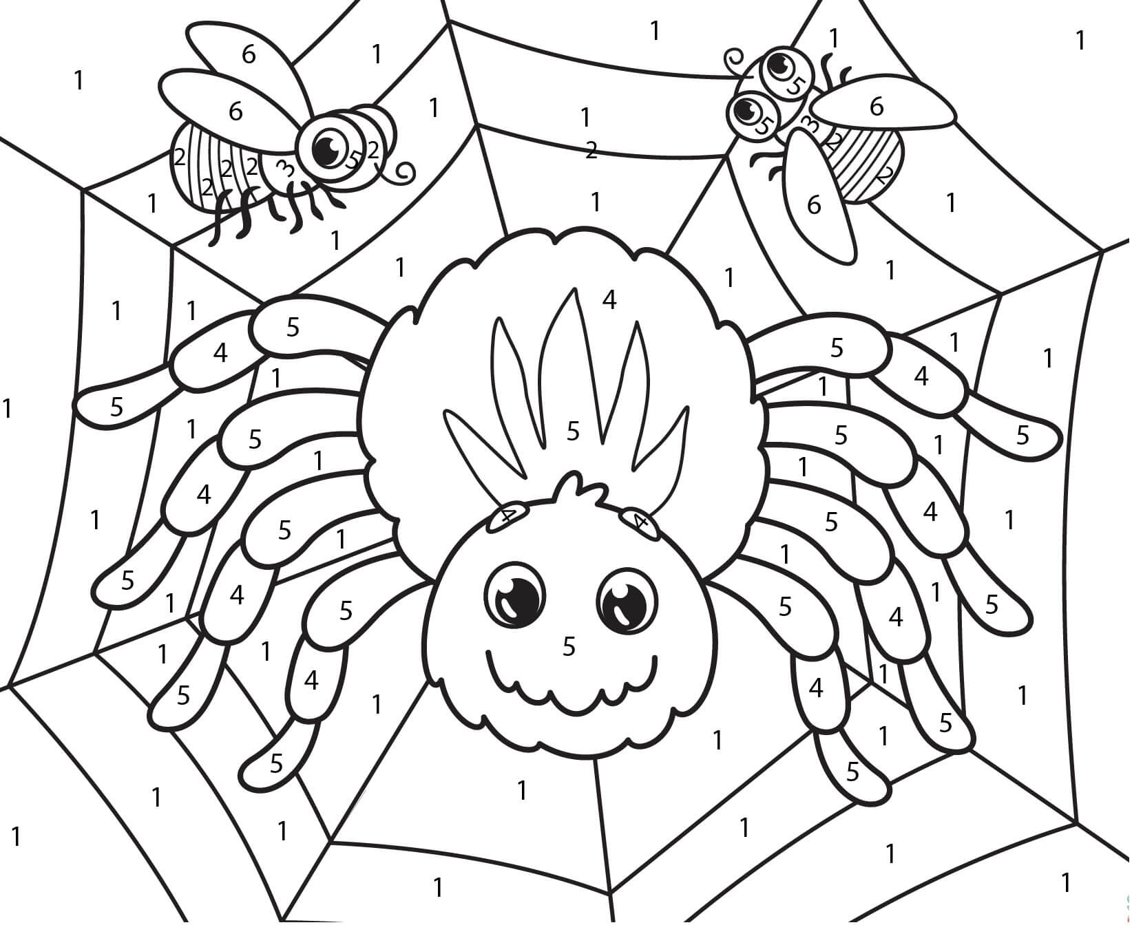 Spider And Bees Color By Number Color By Number