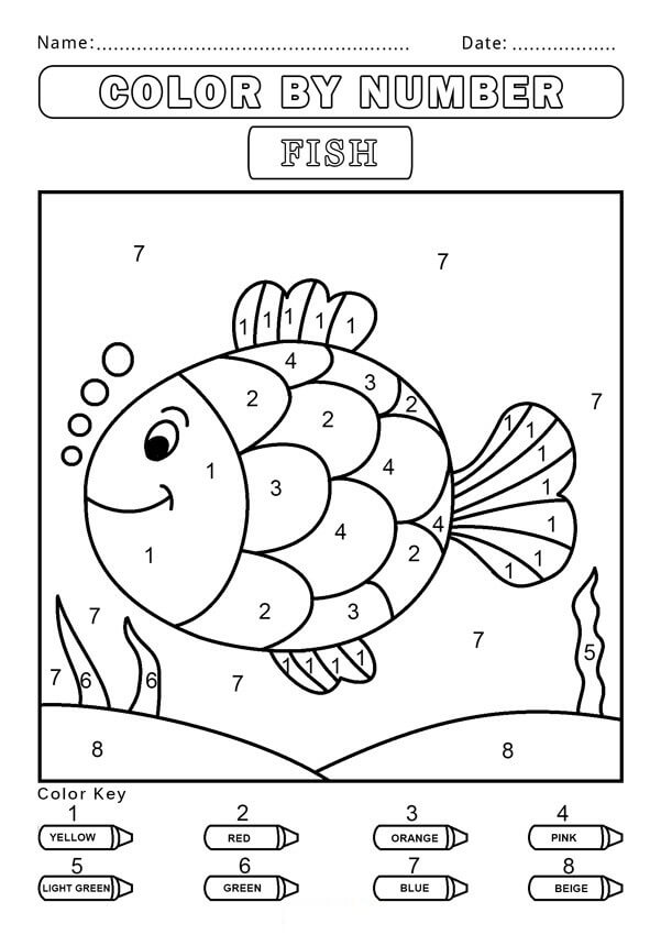 Adorable Rainbow Fish Color By Number
