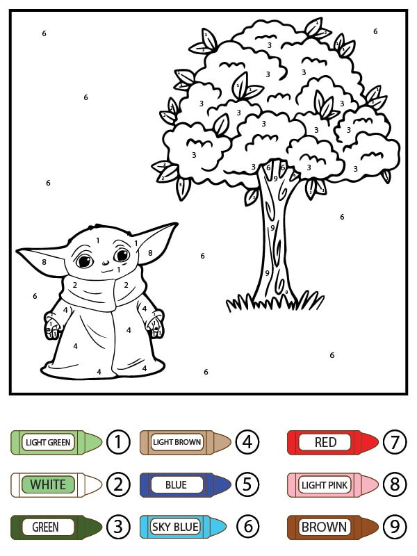 Baby Yoda And Tree Color By Number