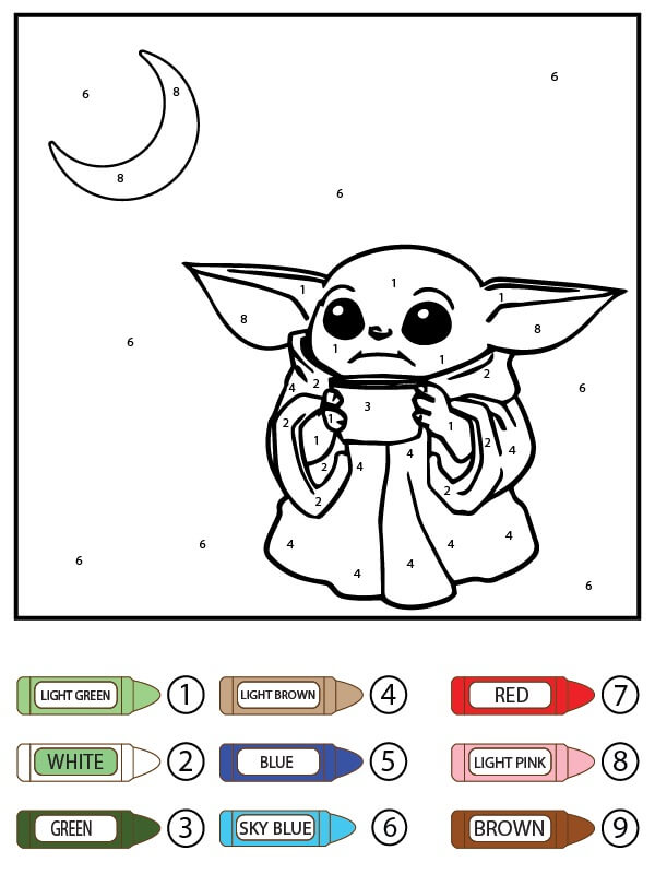 Baby Yoda In the Night Color By Number