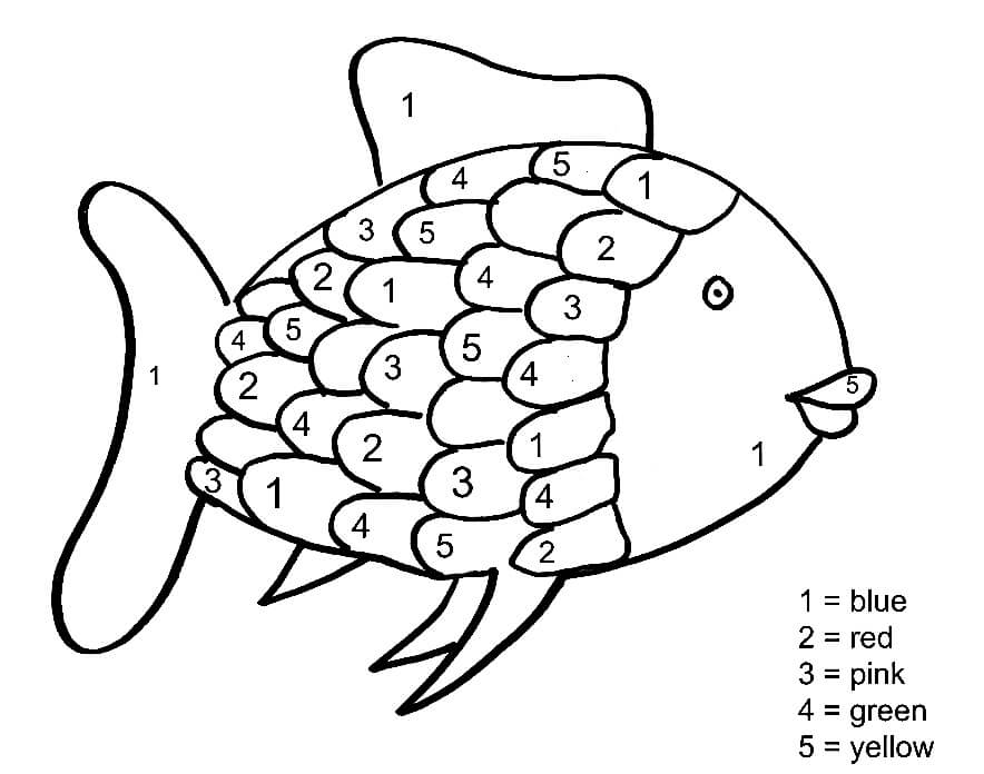 Basic Rainbow Fish Color By Number