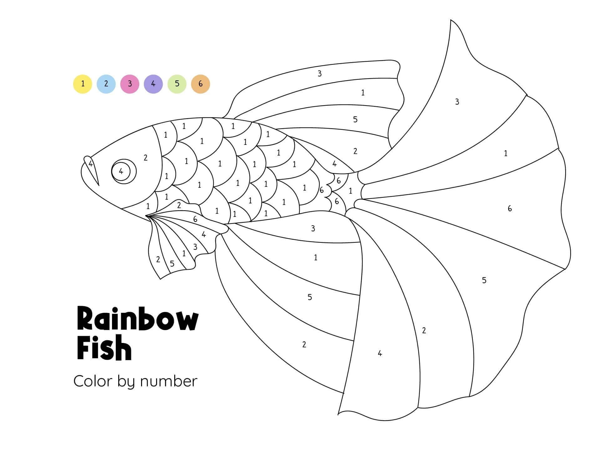 Beautiful Rainbow Fish Color By Number