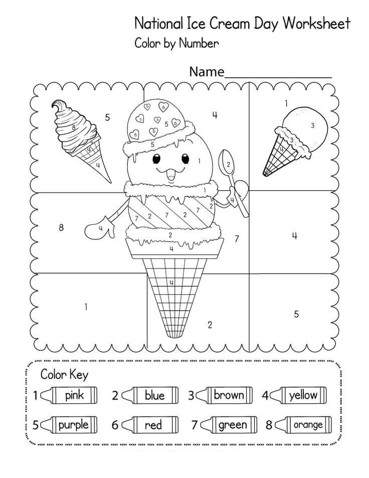 Cute Ice Cream Color By Number Color By Number
