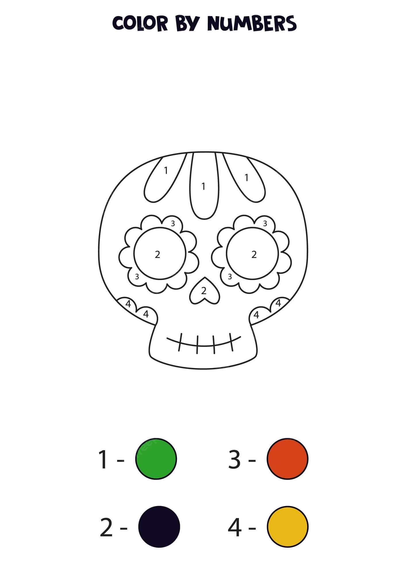 Cute Sugar Skull Color By Number