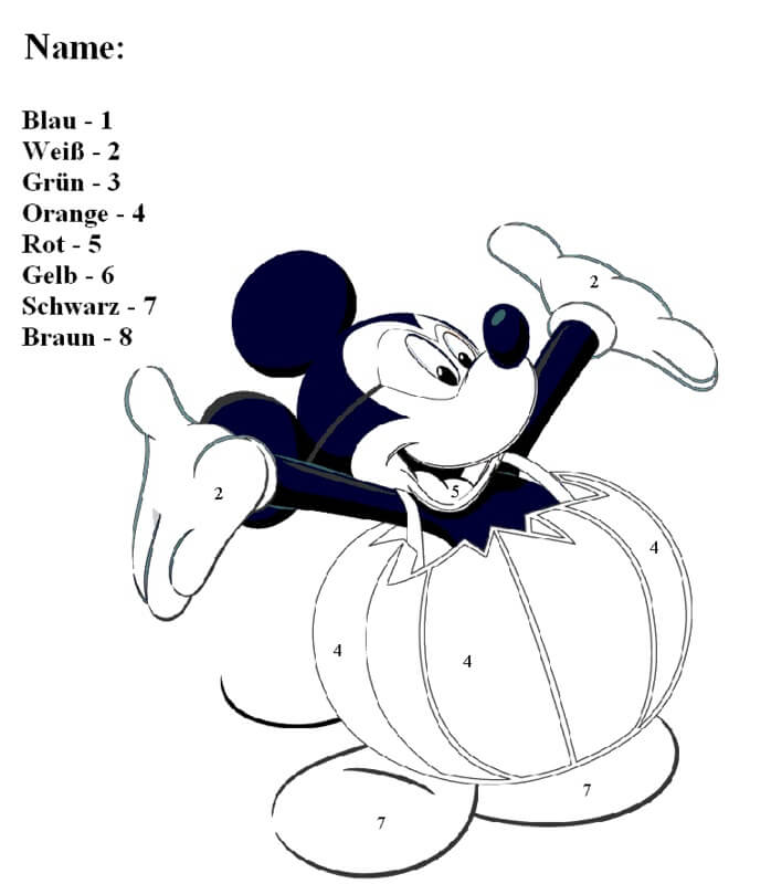 Fat Mickey Mouse Color By Number Color By Number