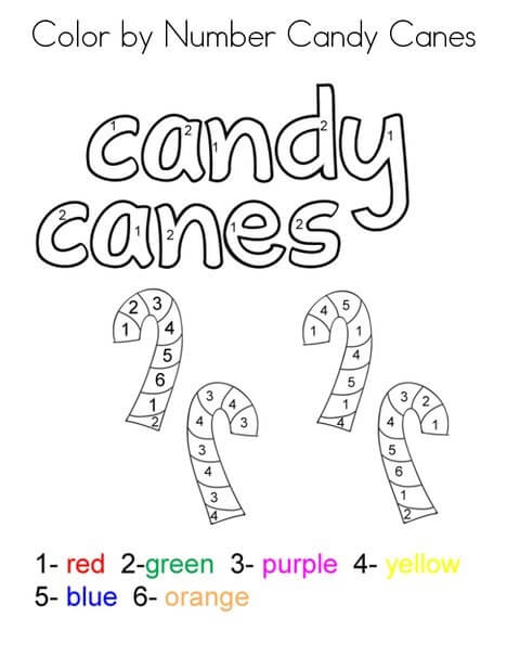Four Candy Canes Color By Number