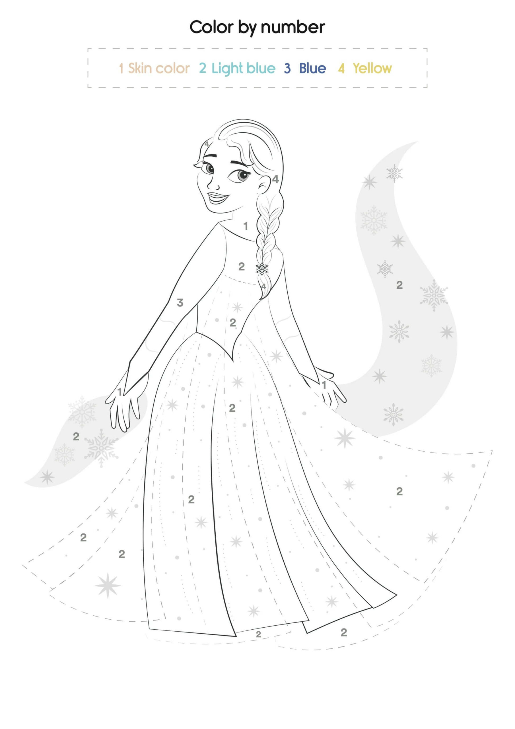 Fun Elsa Color By Number Color By Number