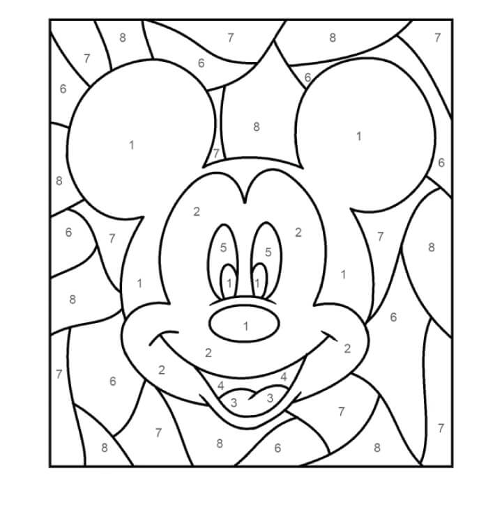 Fun Mickey Mouse Head Color By Number