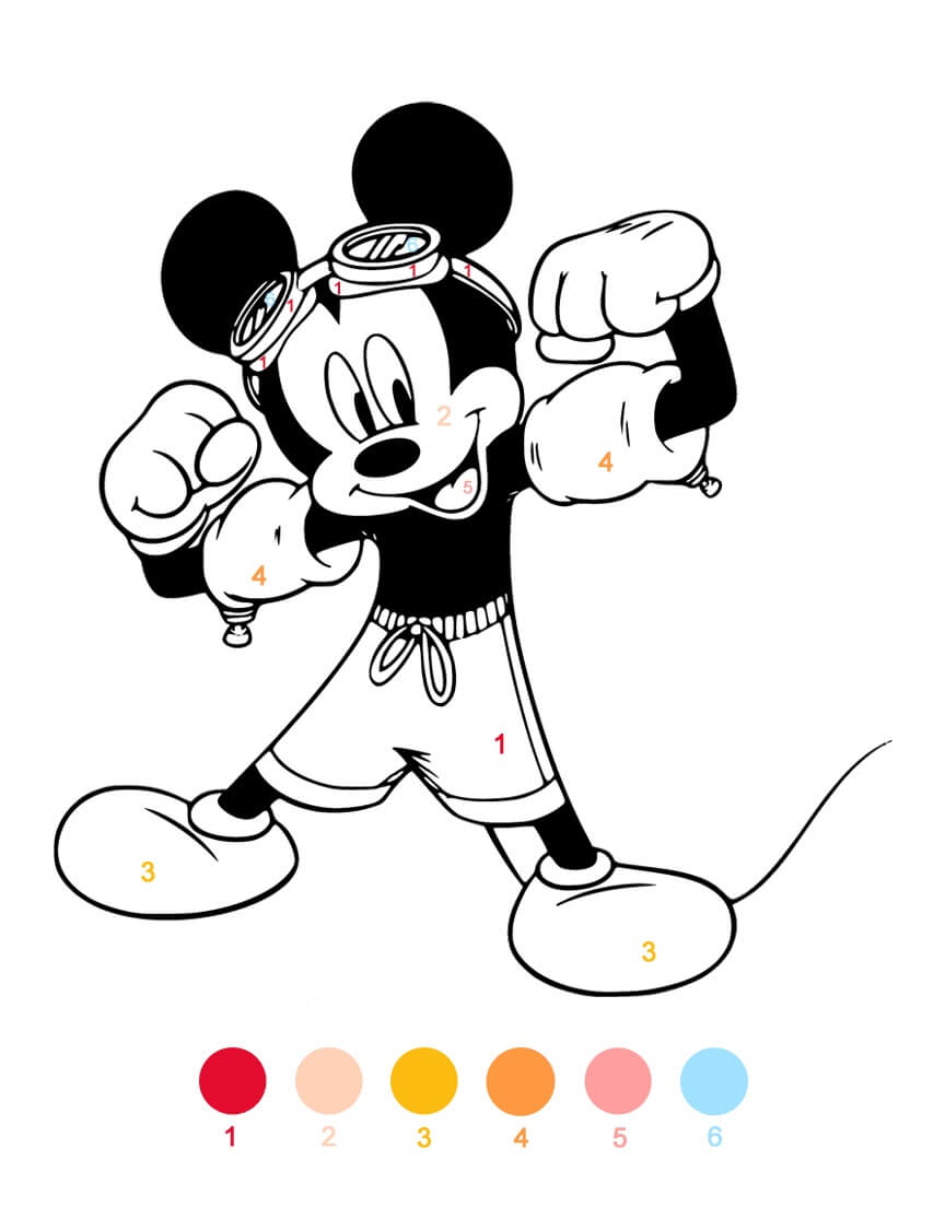 Fun Mickey Mouse Strong Color By Number