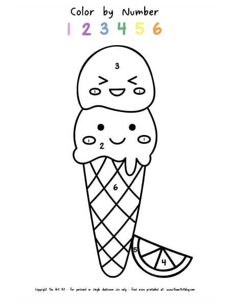 Funny Ice Cream Color By Number