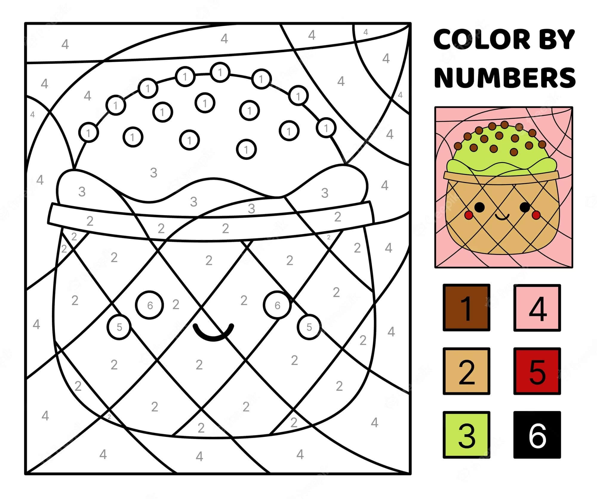 Sweet Ice Cream Color By Number - Download, Print Now!