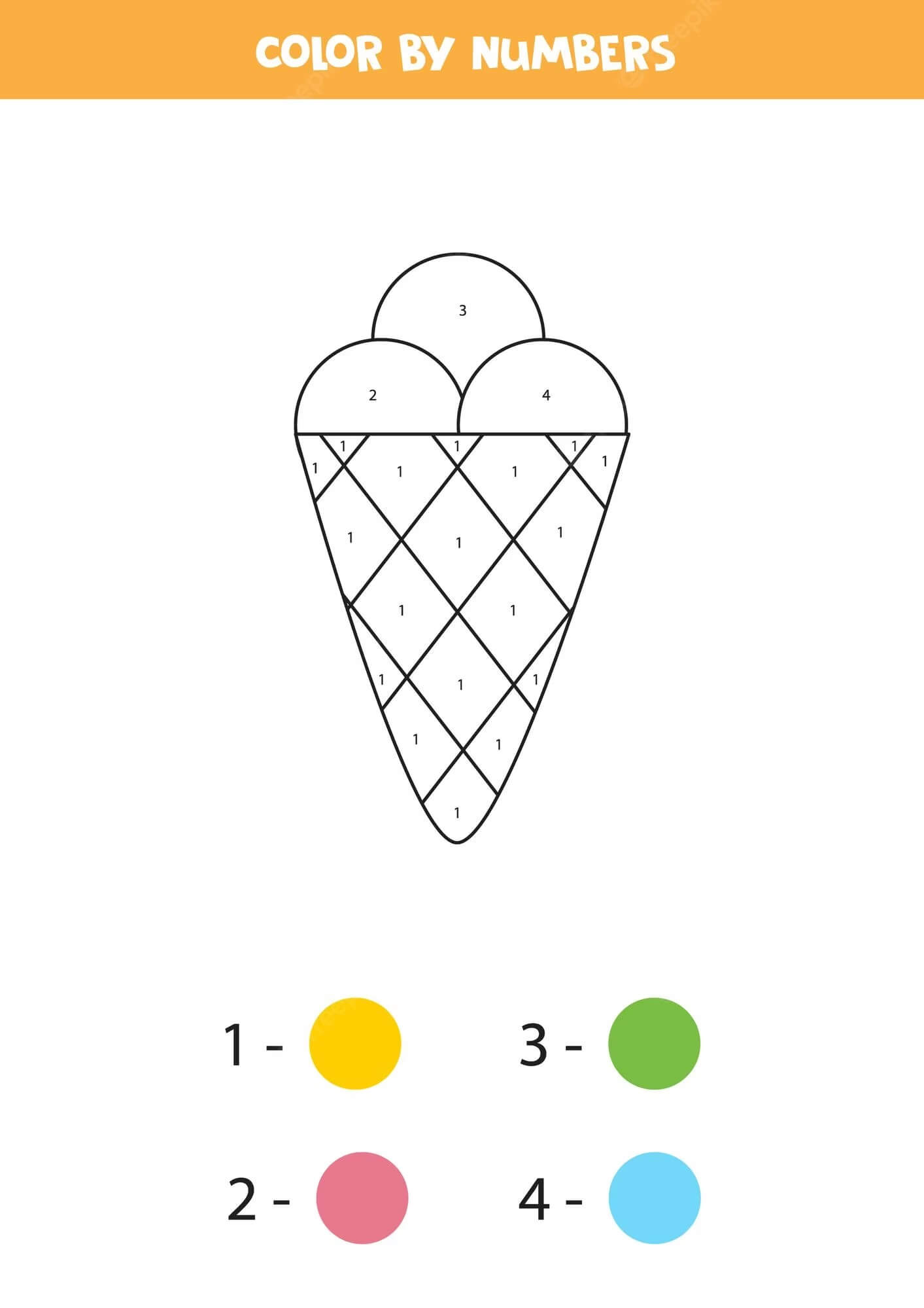 Ice Cream Cone Color By Number