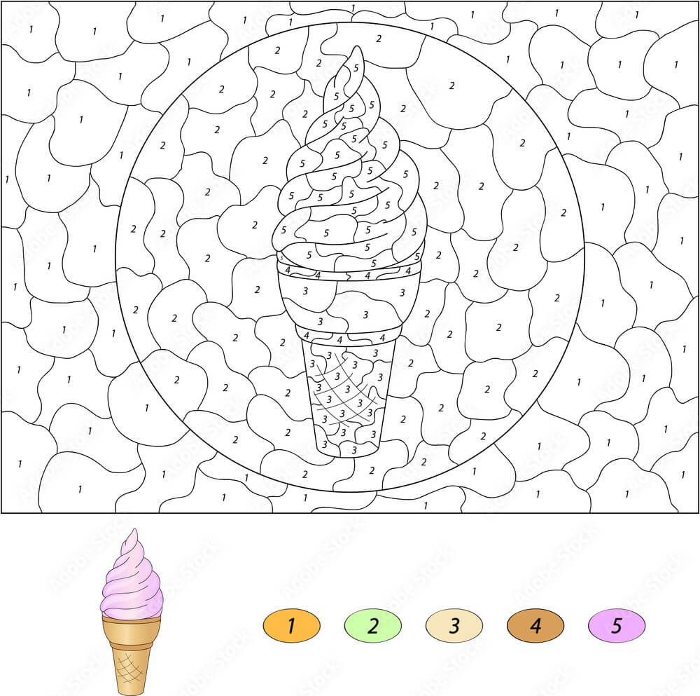 Ice Cream Free Pictures Color By Number Download, Print Now!
