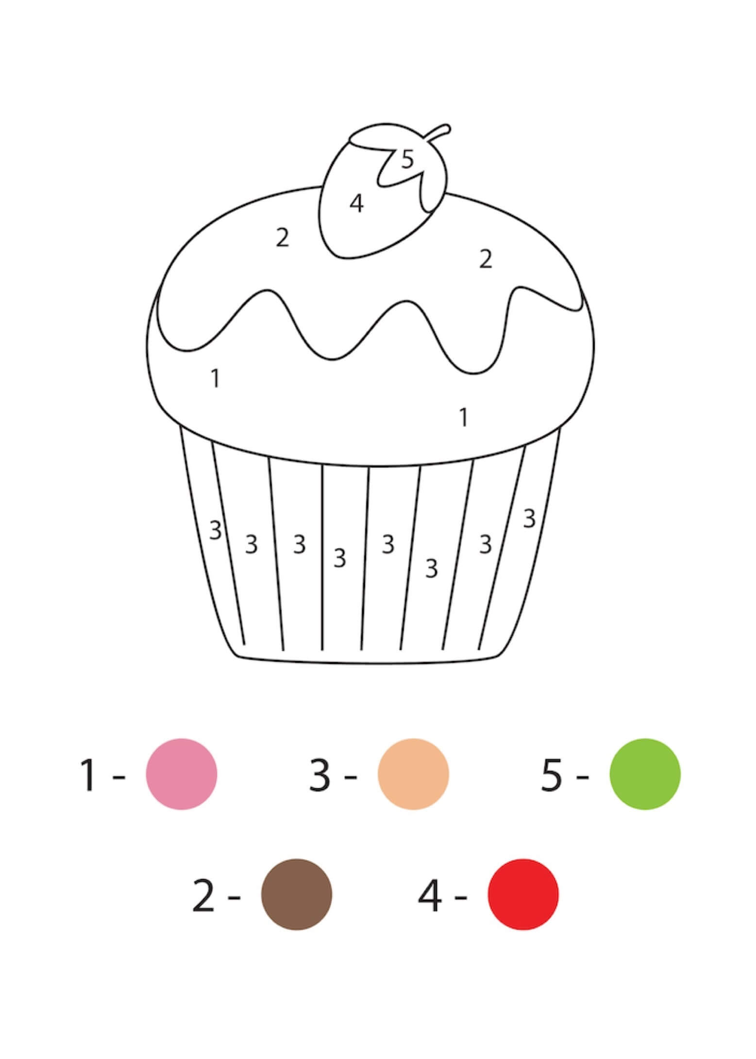 Ice Cream With Strawberry Color By Number Color By Number