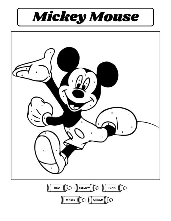 Mickey Mouse Running Color By Number Color By Number