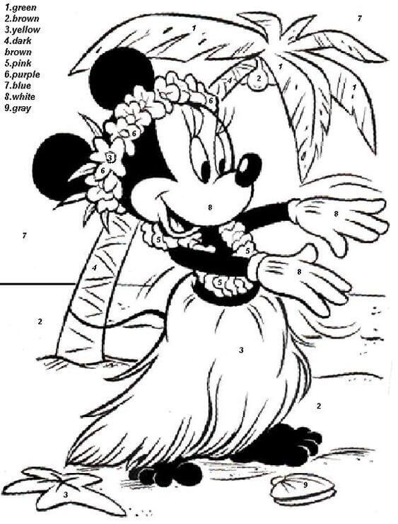 Minnie Mouse Dancing Color By Number Color By Number