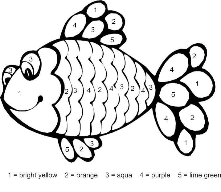 Simple Rainbow Fish Color By Number