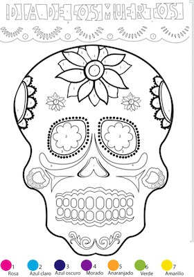 Simple Sugar Skull Color By Number